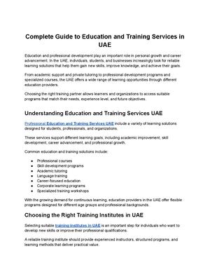 Complete Guide To Education And Training Services In Uae