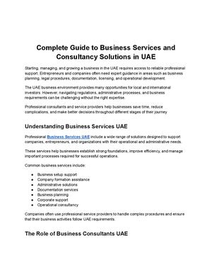 Complete Guide To Business Services And Consultancy Solutions In Uae