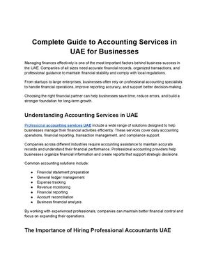 Complete Guide To Accounting Services In Uae For Businesses