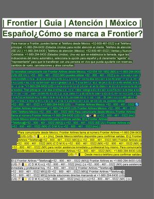 Frontier Guía Atención México Español¿cómo Se Marca A Frontier