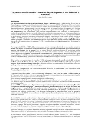 Du puits au marché mondial : formation du prix du pétrole et rôle de l’OPEP et de l’OPEP+