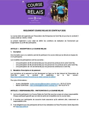 Règlement De Participation Course Relais Centr'Alp 2026