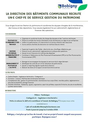 Chef·fe Du Service Gestion Du Patrimoine