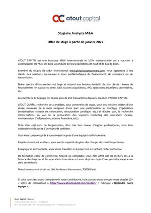 Atout Capital | Offre De Stage | 01 27