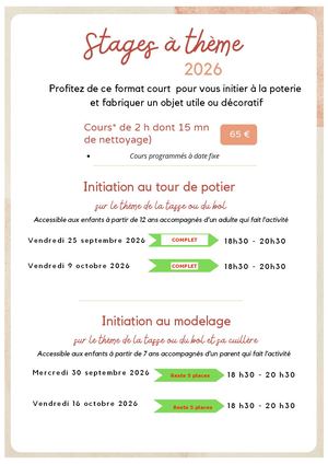 Stages Bon cadeau - agenda 2026