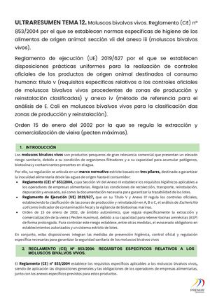 VET ULTRARESUMEN TEMA 12. Moluscos Bivalvos Vivos