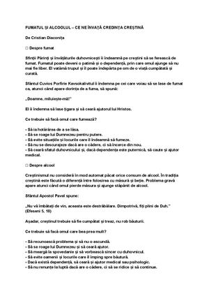FUMATUL ȘI ALCOOLUL – CE NE ÎNVAȚĂ CREDINȚA CREȘTINĂ DE CRISTIAN DIACONIȚA