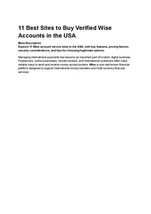 11 Best Sites To Buy Verified Wise Accounts In The Usa