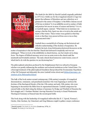 Battle For The Bible by Harold Lindsell