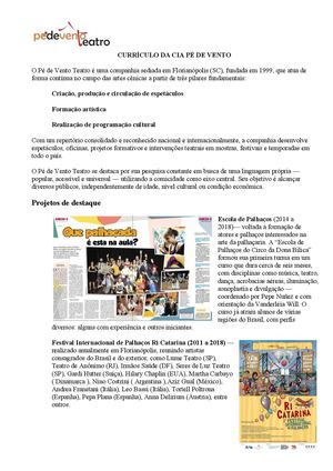Portfólio Cia Pé De Vento