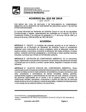 Acuerdo 022 De 2019 Instaura Y Reglamenta El Comparendo Ambiental460
