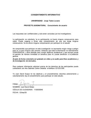 Formato De Consentimiento Informativo