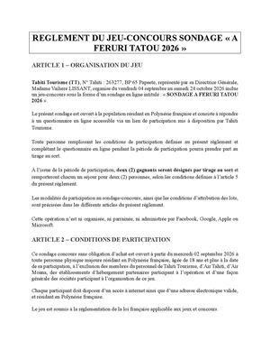 Règlement Sondage Concours A Feruri Tatou 2026