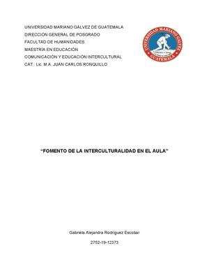 Fomento De La Interculturalidad En El Aula