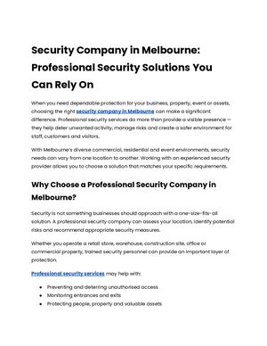 Security Company In Melbourn