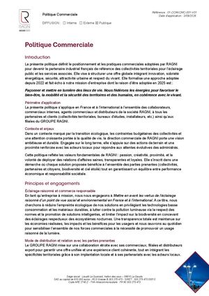 Politique Commerciale 2026