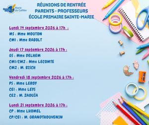 Réunions Parents Professeurs 2026