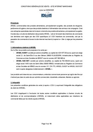 260903 - Conditions générales de vente Argel - Site Marchand