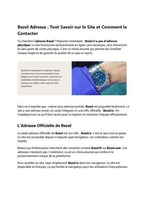 Bezel Is Adresse