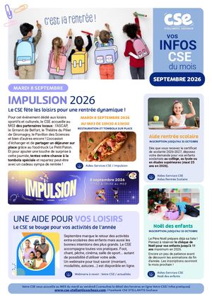INFOS CSE - SEPTEMBRE 2026