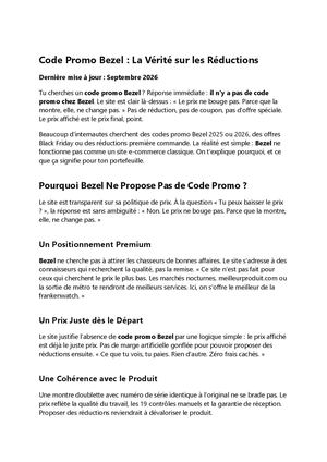 Code Promo Bezel Is