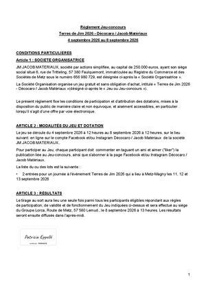 Règlement Jeu Concours Terres De Jim 2026 Décocaro Jacob Matériaux 04 09 2026 08 09 2026 Signed