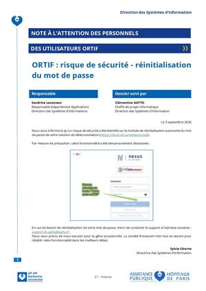 Ghu Sun Ortif Risque Sécurité Réinitialisation Mdp 2026