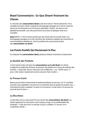 Bezel Is Commentaire