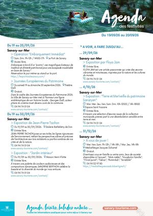 Agenda du week-end 19 & 20 septembre 2026