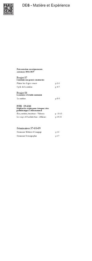 DE6 Matiere Et Experience Sept2026