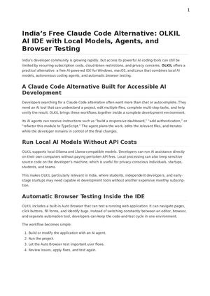 India’s Free Claude Code Alternative: OLKIL AI IDE