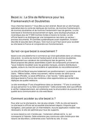 Bezel.is : Le Site Officiel des Frankenwatch