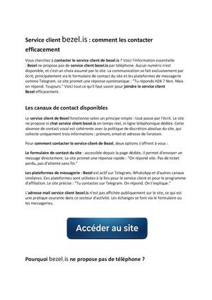 Service Client Bezel.is : Comment les Contacter