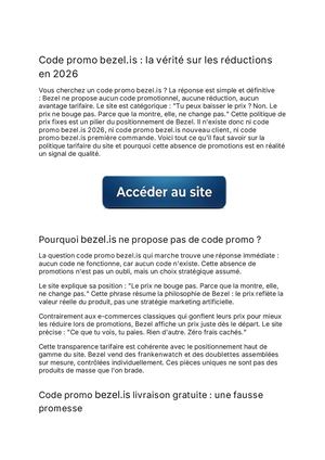Code Promo Bezel.is : La Vérité en 2026