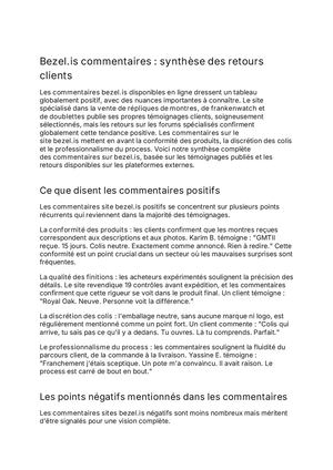 Bezel.is Commentaires : Synthèse des Retours