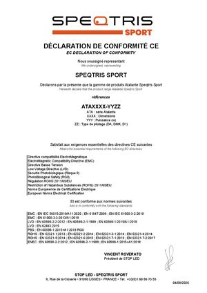 Atalante Dalle Certificat De Conformité Speqtris Sport