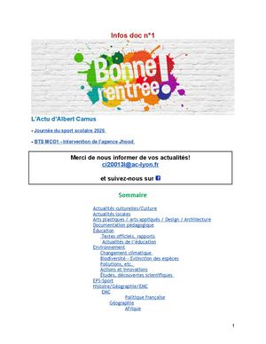 Infos Doc n°1 2026-2027