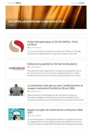 Actualités Paramédicales 4 Septembre 2026