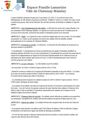 Reglement Club Enfants