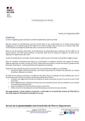 2026 09 04 Cp Vigilance Jaune Canicule