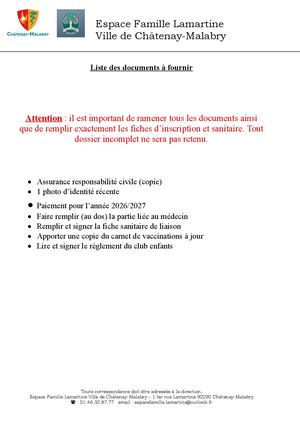 Liste Des Documents à Fournir