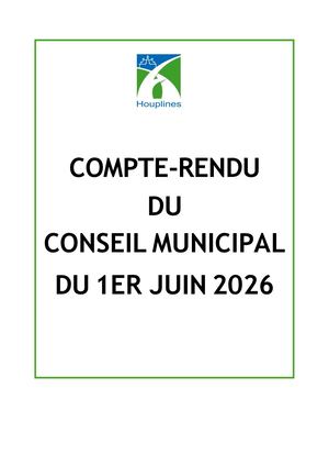 Conseil Municipal Du 1er Juin 2026-PROCES VERBAL