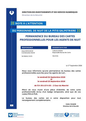 Note D'information Permanence De Nuit Pour Les Cartes Professionnelles 04 09 Et 25 09 2026