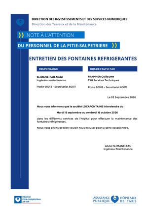 Note D'informaiton Entretien Des Fontaines Refrigerantes