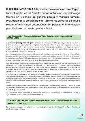 ULTRARESUMEN TEMA 38. El Proceso De Evaluación Psicológica. .