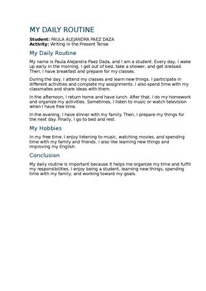 My Daily Routine Paula Paez