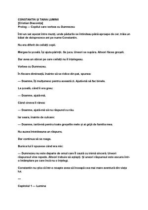 CONSTANTIN ȘI TAINA LUMINII DE CRISTIAN DIACONIȚA