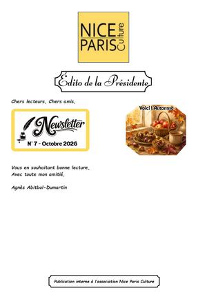 Newsletter n° 7 - Octobre 2026