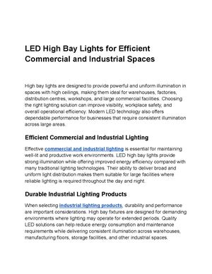 Led High Bay Lights For Efficient Commercial And Industrial Spaces