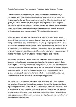Bermain Slot, Permainan Toto, Live Game Permainan Kasino Sekarang